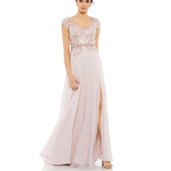 Mac Duggal 79365 Pink Embellished Beaded Chiffon Formal Dress Size 10 NWT - Picture 1 of 8